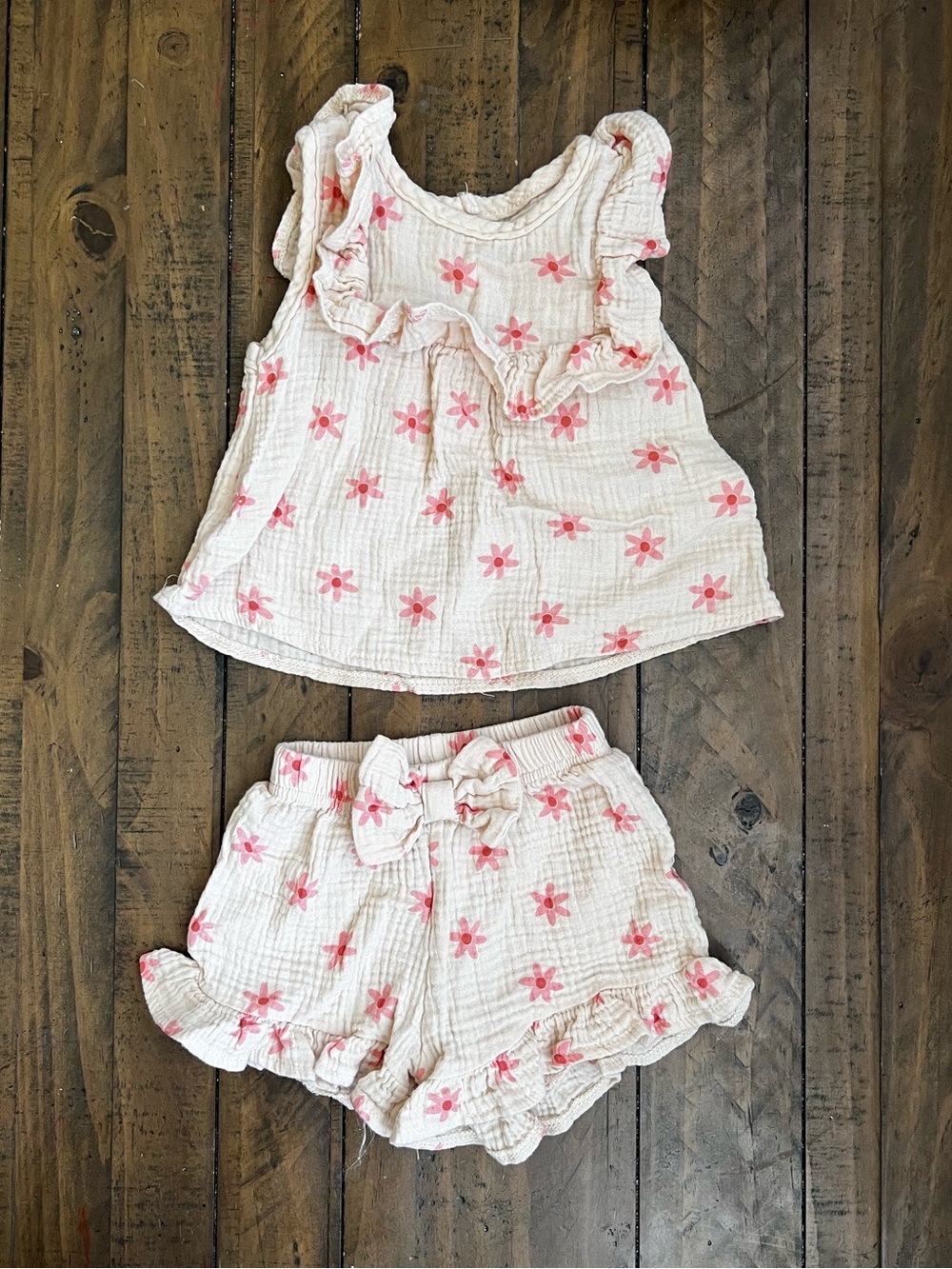 Pink Floral Ruffle Two-Piece Kids Set